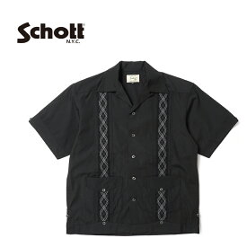 Schott ショット 半袖シャツ"BRAID CUBA SHIRT"782-4123007