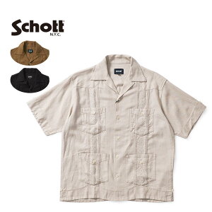Schott �V���b�g ���� �V���c�gLINEN GUAYABERA SHIRT�h782-6123008