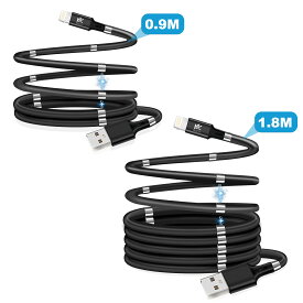 RoiCiel マグネット 充電ケーブル 磁気リング 収納 巻き取り 持ち運び USB-A to Lightning USB-A to USB-C Type-C USB-A to Micro Micro-B データ転送 スマホ 磁気吸収 約180cm 高速充電 磁気充電ケーブル typec マグネット ケーブル 巻き取り マグネットケーブル 急速充電