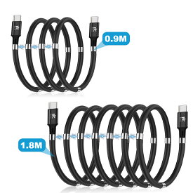 RoiCiel マグネット 充電ケーブル 磁気リング マグネットケーブル 収納 巻き取り 持ち運び USB-C PD PowerDelivery パワーデリバリー PD60W 3A 急速充電 データ転送 スマホ 磁気吸収 約90cm ディアルズシーリズ