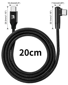 RoiCiel 片端 L型 コネクター L字 USB-Cケーブル & I字 USB-C 高耐久 ナイロン Power Delivery 対応 60W 3A 20V 5Gbps データ転送 断線防止 アンドロイド スマホ その他 USB-C 機器対応