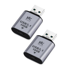 【2個セット】 RoiCiel USB-C メス から USB-A オス USB3.1 Gen 2 変換アダプター 変換コネクター IPHONE 15 16シリーズ Ipad など対応 Type-C メス to Type-A USB C オス Quick Charger3.0 急速充電 100W 20V 5A データ転送 10Gbps OTG 機能対応ディアルズシーリズ