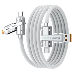【2本目半額クーポン】 RoiCiel 4in1 変換 ケーブル PD 最大 120W USB-C to C Lightning & USB-A to C Lightning 4種類 自由変換 断線防止 LEDインジケーター 急速充電 データ転送 スマホ iPhone Android ノート PC 多機