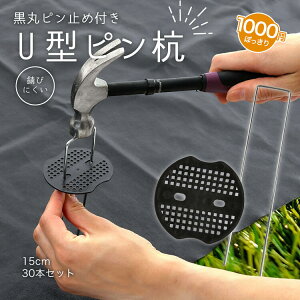 【1,000円ぽっきり!】【送料無料】黒丸付 Uピン杭 15cm 30本セット U字型ピン コ型ピン U 杭 おさえピン 押さえピン 抑え杭 おさえ杭 防草シート 固定用 人工芝 農業用ネット ザバーン グランド