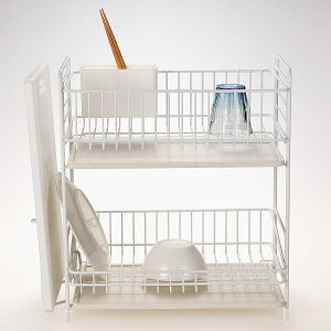 スキット 珪藻土トレー水切りラック2段スリム ホワイト HB-4988