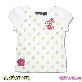 ROCAWEAR(ロカウェア) キッズ用 Tシャツ B系 ヒップホップ HIPHOP トップス 女の子 baby ホワイト 白 カットソー ゴールド パフスリーブ 3T 4T 3歳 4歳 90cm 95cm 100cm USAインポート商品 ROCA WEAR F120-F121