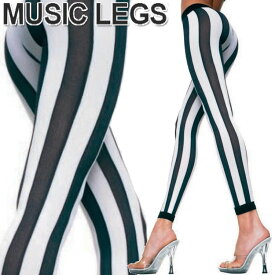 MusicLegs(ミュージックレッグ) ストライプレギンスタイツ/ストッキング ブラック×ホワイト 35219 黒 白 モノクロ ピエロ コスプレ ダンス衣装 スパッツ モノトーン コスチューム ジャズダンス DANCE ステージ衣装 レディース 4A5