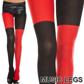 【メール便2点まで270円】MusicLegs(ミュージックレッグ) 黒×赤 ミスマッチデザインストッキング/カラータイツ 37318 ブラック×レッド ダンス衣装 ダンサー コスプレ コスチューム レディース 創作ダンス 演劇 発表会 ステージ衣装 派手 ハロウィン A459