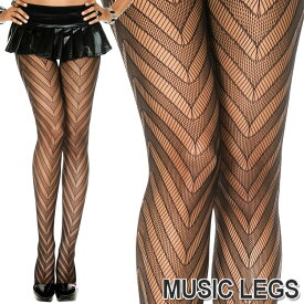 【メール便2点まで270円】MusicLegs(ミュージックレッグ)スパンデックスデザインネットストッキング/網タイツ ML5099 黒 ブラック レディース パンティストッキング A472