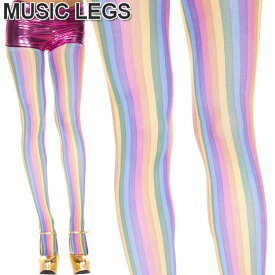 MusicLegs(ミュージックレッグス)レインボーストライプパンティストッキング/タイツ ML679 ダンス衣装 派手 カラータイツ コスチューム 発表会 パーティー カラフル 虹色 A907