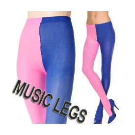 【メール便2点まで270円】MusicLegs(ミュージックレッグ) 2トーン配色オペークタイツ/ストッキング ML748 ピンク×ブルー ダンサー 衣装 ステージ コスプレ コスチューム 派手タイツ 70デニール ダンス 衣裳 舞台衣装 妖精 ハロウィン 演劇 レディース パーティー AA5-