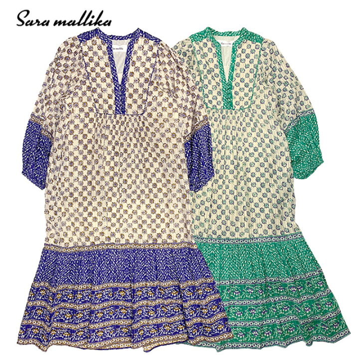楽天市場】Sara mallika サラマリカ COTTON KIKA ETHNIC PRINT DRESS  