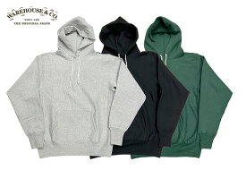 WAREHOUSE ウエアハウス　Lot 484 無地　REVERSE PARKA　リバース パーカー　3色（HEATHER GREY/BLACK/GREEN）日本製