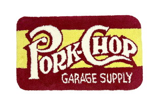 PORKCHOP GARAGE SUPPLY �|�[�N�`���b�v �K���[�W�T�v���C�@SQUARE LOGO RUG MAT �X�N�G�A ���S ���O �}�b�g�@RED/YELLOW