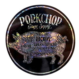 PORKCHOP GARAGE SUPPLY �|�[�N�`���b�v �K���[�W�T�v���C�@HOLOGRAM CIRCLE STICKER�@�z���O�����@�T�[�N���@�X�e�b�J�[�@2�F�iBLACK/RED�j