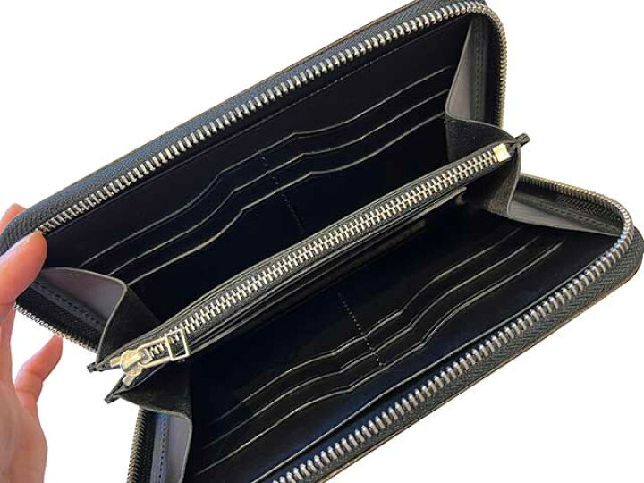 楽天市場】KUBIKI LEATHER クビキレザー ROUND ZIP LONG WALLET BLACK 