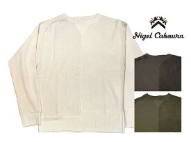 Nigel Cabourn ナイジェル・ケーボン ARMY CREW JERSEY MIX アーミー クルー ジャージー ミックス　2022年AWモデル　MENS メンズ　3色（IVORY/CHARCOAL GREY/GREEN）　Made In Japan