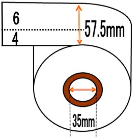 券売機用ロール紙 5巻入り ミシン目有6:4 幅57.5mm 長さ300M感熱ロール サーマルロール 食券 チケットロール 発券機 レジロール専門店