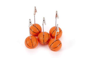 バスケットボール 型 メモクリップ 5個セット メモホルダー メモスタンド カード立て 【送料無料】mak-a06