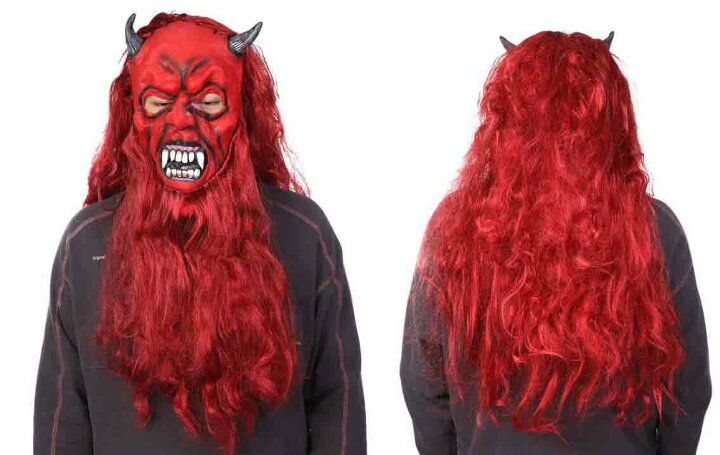 1417円 最安値挑戦 リアル マスク 赤毛 ひげ 鬼 お面 Rfidケース付 かぶり