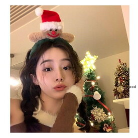 2点セット クリスマス カチューシャ 髪飾り オシャレ 可愛い かわいい サンタクロース サンタ帽 大人 ヘアクリップ ヘアアクセ アクセサリー もこもこ