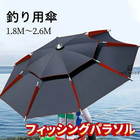 釣り用傘 フィッシングパラソル パラソル 釣り 傘 日傘 雨傘 ビーチパラソル 360度回転 収納袋付き 角度調節 UVカット 防水 防風 日除け 遮光断熱 釣り日よけ 大型 雨天兼用 アウトドア パイプ直径25mm 大きい 黒