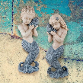 海の音色 マーメイド人魚の壁彫刻 彫像/ プール スパ サウナ 噴水 池 新築祝い贈り物 プレゼント（輸入品)