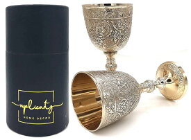 ヴィンテージ ハンドメイド 真鍮製 キングズ・ロイヤル・ファンタジー 聖杯ゴブレット 型押しウェディング・グラス（輸入品