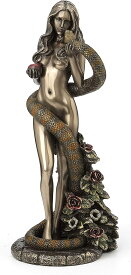 ヴェロネーゼ製 ジェイムズ・ライマン作　原罪 とぐろを巻く蛇の傍らで、赤いリンゴを持っているイブ彫像 アート置物彫刻(輸入品