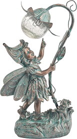 ソーラー・フェアリー 妖精の女の子彫像 ガーデン装飾　屋外防水 天使置物彫刻 芝生 ブロンズ風(輸入品