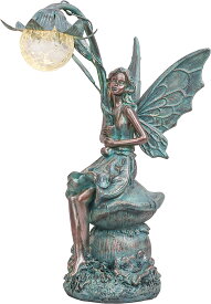 ガーデン装飾 フェアリー 妖精の彫像、庭の置物装飾、ソーラー ブロンズ風フィギュア(輸入品