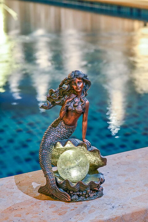 楽天市場】マーメイド ガーデン人魚の彫像、屋外妖精の彫刻、ソーラー 