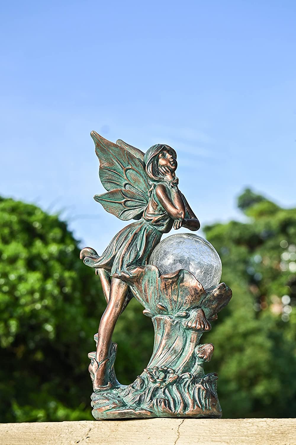 楽天市場】ソーラーガーデン 妖精彫像、屋外緑青ブロンズ風彫刻 