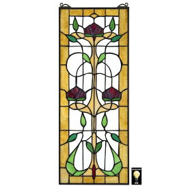 ラスキンの3本のローズ（薔薇）フラワー ティファニー・スタイルのステンドグラス窓装飾彫刻 寝室(輸入品