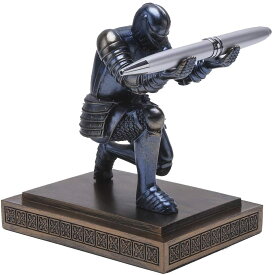 騎士のペンホルダー彫像 デスク・オーガナイザー デスク装飾 クールなペン付き (ブルー) 贈り物(輸入品