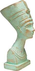 緑青仕上げ -古代エジプト ネフェルティティ女王 胸像 彫刻- 美しいもの-高さ 約12.7cm エジプト製彫像 装飾置物 プレゼント 贈り物(輸入品)