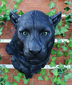 ラージ ブラック・パンサー・ヘッド彫像 黒豹頭部 壁装飾 高さ 約40cm 剥製彫刻 ジャガー胸像 装飾置物(輸入品