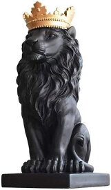 ライオンキング彫像 ブラック色 北欧スタイル書斎の装飾 コレクション置物 最高のギフト彫刻 書斎 贈り物 輸入品