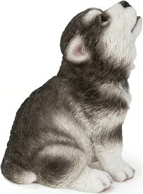 ハウリング アラスカンマラミュート子犬置物彫像 動物アート彫刻 ペットショップ ブリーダー リビング プレゼント贈り物 輸入品