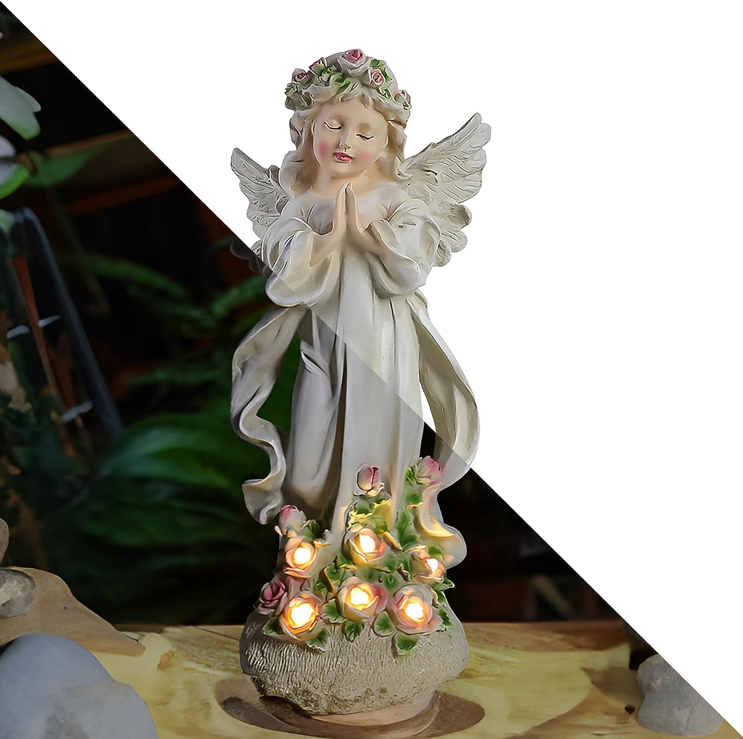 楽天市場】エンジェル花の祈りの天使 ガーデン彫像置物 屋内屋外装飾