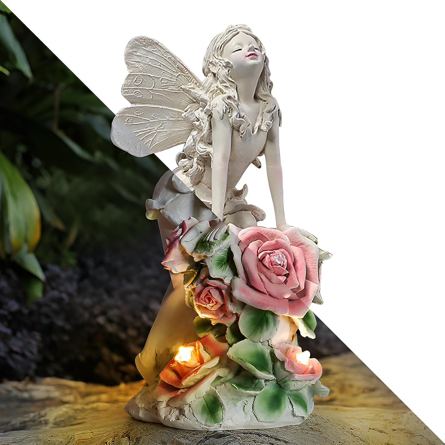 楽天市場】薔薇に乗る天使彫像 エンジェルガーデン置物 屋内外装飾