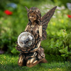花の妖精フェアリー装飾彫像 太陽光LEDライト付き屋外樹脂彫刻 パティオ 芝生 庭園ポーチ 贈り物 輸入品