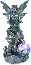 フェアリーエンジェル妖精天使 ガーデン彫像ソーラーライト付き ブロンズ風 エルフ彫刻 芝生 庭 ホームデコ クリスマス 贈り物 輸入品