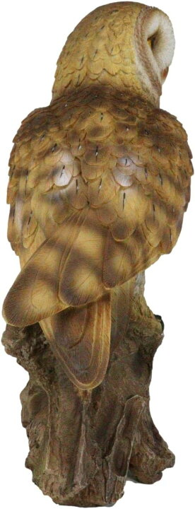 楽天市場】リアルな自然野生生物 木の切り株にとまるメンフクロウ彫像 