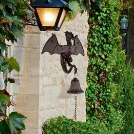 ドラゴン城 ゴシック調 アイアンベル鋳造彫刻 玄関ドア彫像アクセント 新築祝いプレゼント贈り物 輸入品