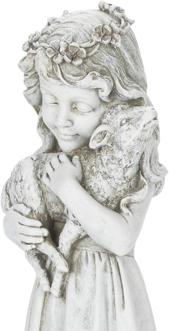 楽天市場】子羊を抱いている少女 ガーデン彫像 コレクション天使 庭
