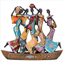 ガーナの水を運ぶ乙女の彫像 アフリカン彫刻 アート工芸装飾 パブ カフェ オーンメント プレゼント贈り物 輸入品