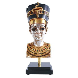 博物館風の台座にある古代エジプトの女王ネフェルティティ彫像 リビング エスニックカフェ パブ 贈り物 輸入品