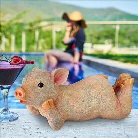 ヴォーグのくつろぐ豚の彫像 面白キッチュ彫刻 アート工芸 ホーム カフェ オーナメント プレゼント贈り物 輸入品