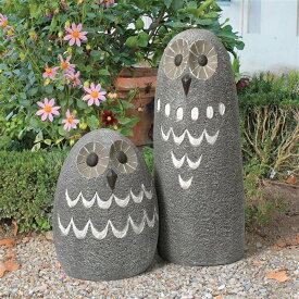 見つめる眼 屋外フクロウのガーデン彫像:2個セット彫像 エスニック彫刻 庭園 芝生 園芸 新築祝い 贈り物 輸入品